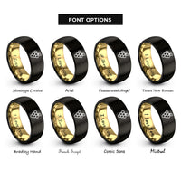 font options for inside engraving on black & gold grapes rings