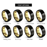 font options for inside engraving on black & gold grapes bunch rings