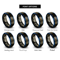 font options for inside engraving on gunmetal & blue graph rings