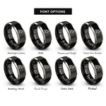 font options for inside engraving on black & silver grapple loader rings