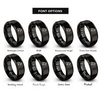 font options for inside engraving on black grapple loader rings