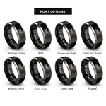 font options for inside engraving on black & silver grasshopper rings