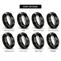 font options for inside engraving on black & silver grasshopper rings