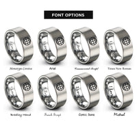 font options for inside engraving on grey graticule grid rings