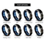 font options for inside engraving on black & blue & gray gratitude lotus rings