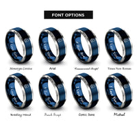 font options for inside engraving on blue & gray gratitude lotus rings