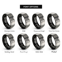 font options for inside engraving on black & silver graveyard fence rings