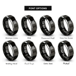 font options for inside engraving on black & silver graveyard fence rings