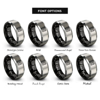 font options for inside engraving on black & silver graveyard scene rings
