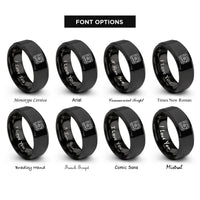 font options for inside engraving on black graveyard scene rings