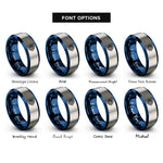 font options for inside engraving on blue & grey gravitational waves rings