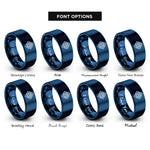font options for inside engraving on blue gravitational waves rings