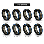 font options for inside engraving on gunmetal & blue gravitational waves rings