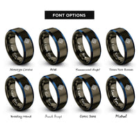 font options for inside engraving on gunmetal & blue gravitational waves rings