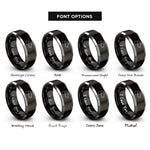font options for inside engraving on black & silver great dane rings