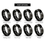 font options for inside engraving on black & grey great horned owl rings