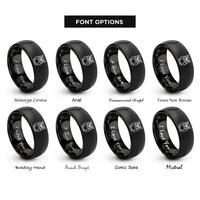 font options for inside engraving on black great horned owl rings