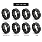 font options for inside engraving on black great horned owl rings
