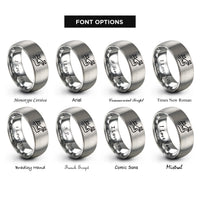 font options for inside engraving on silver great wall rings