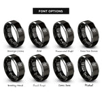 font options for inside engraving on black & gray great wall stamp rings