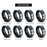 font options for inside engraving on black & blue & silver great wave rings