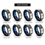 font options for inside engraving on black & blue & gray great wave rings
