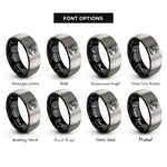 font options for inside engraving on black & gray great wave rings