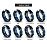 font options for inside engraving on blue & grey great wave rings