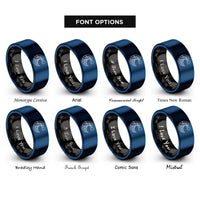 font options for inside engraving on black & blue great wave sun rings