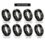 font options for inside engraving on black & silver great wave sun rings