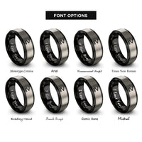 font options for inside engraving on black & grey greater equal rings