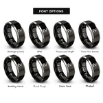 font options for inside engraving on black & silver greater equal rings