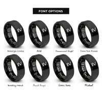 font options for inside engraving on black greater equal rings