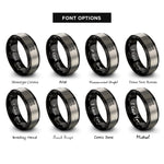 font options for inside engraving on black & gray greece rings