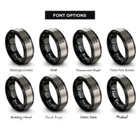 font options for inside engraving on black & gray greece rings