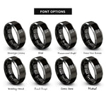 font options for inside engraving on black & grey greece rings