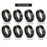 font options for inside engraving on black & grey greece rings