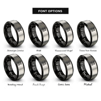 font options for inside engraving on black & grey greece rings
