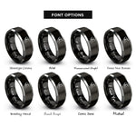 font options for inside engraving on black & grey greece rings