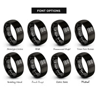 font options for inside engraving on black greece rings
