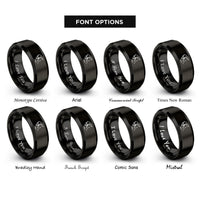 font options for inside engraving on black greece rings