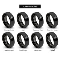 font options for inside engraving on black greece rings