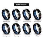 font options for inside engraving on black & blue & gray green circle rings
