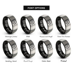 font options for inside engraving on black & grey green circle rings