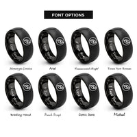 font options for inside engraving on black green circle rings