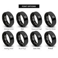font options for inside engraving on black green circle rings
