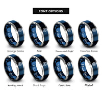 font options for inside engraving on blue & silver green circle rings