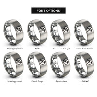 font options for inside engraving on gray green circle rings