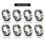 font options for inside engraving on grey green circle rings