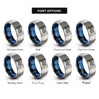 font options for inside engraving on blue & grey green flag rings